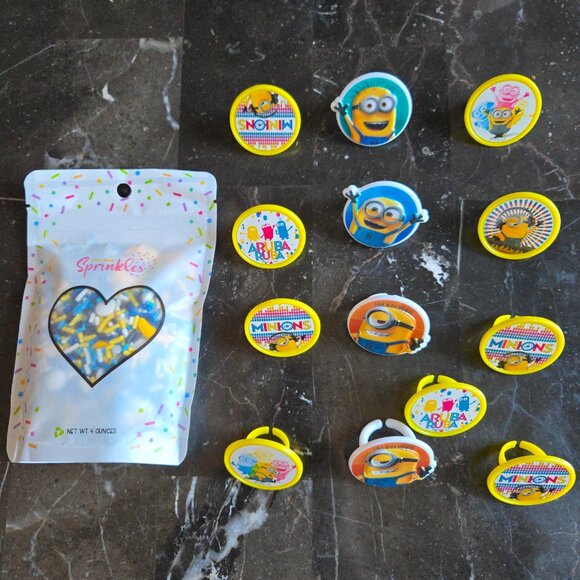 New Minions/Banana Gluten-Free SPRINKLES(4 oz.) for Cakes + 13 Cupcake Rings - Picture 2 of 4